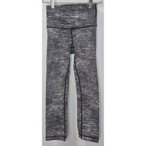 Lululemon Wunder Under Cropped Hi-Rise Leggings Size 2 Rush Jaquard Black White